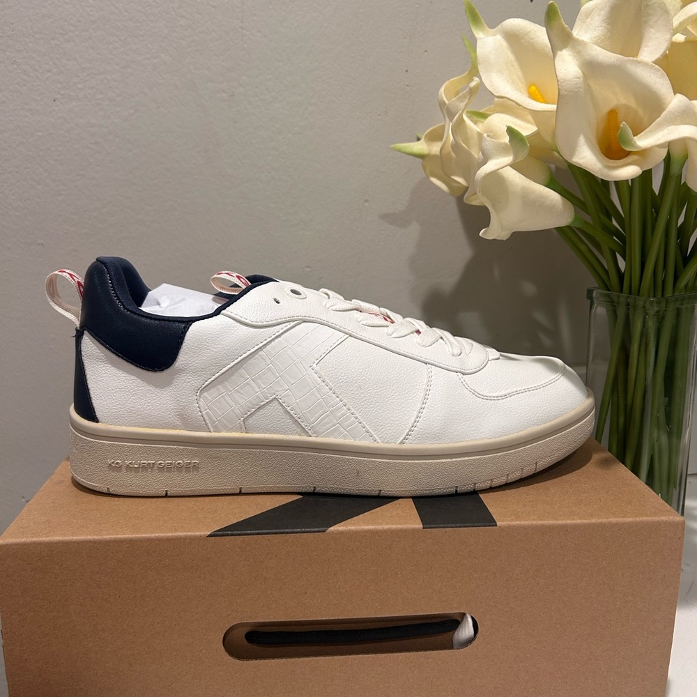 Kurt Geiger White and Blue Sneakers Classic Court Style